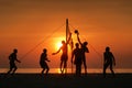 Silhouette beach volleyball Royalty Free Stock Photo