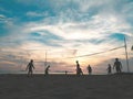 Silhouette of beach volleyball Royalty Free Stock Photo