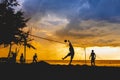 Silhouette of beach Volleyball player on the beach Royalty Free Stock Photo