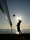 Silhouette of beach volleyball player Royalty Free Stock Photo