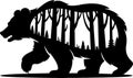Silhouette of a Bear with a Forest Scene Inside Royalty Free Stock Photo