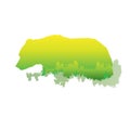 silhouette of a bear Inside the pine forest, bright colors /animal / park / vector illustration on white background. logo, symbol Royalty Free Stock Photo