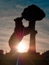 Silhouette of The bear symbol of Madrid. Statue of the Bear and the Strawberry Tree Oso y el Madrono Spain