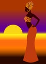 Silhouette of a beautiful African woman Royalty Free Stock Photo