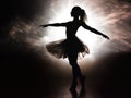 Silhouette of a beautiful ballerina dancing Royalty Free Stock Photo