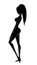 Silhouette of a Beautiful Woman Turned to the Side Royalty Free Stock Photo