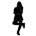 Silhouette of beautiful female hip hop dance on white background Royalty Free Stock Photo