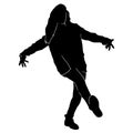 Silhouette of beautiful female hip hop dance on white background Royalty Free Stock Photo