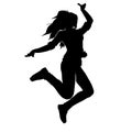 Silhouette of beautiful female hip hop dance on white background Royalty Free Stock Photo