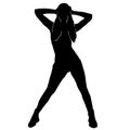 Silhouette of beautiful female hip hop dance on white background Royalty Free Stock Photo