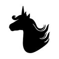 Silhouette of a beautiful magical unicorn. Black color vector illustration Royalty Free Stock Photo