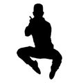 Silhouette of beautiful male hip hop dance on white background Royalty Free Stock Photo