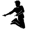 Silhouette of beautiful male hip hop dance on white background Royalty Free Stock Photo