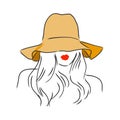 Silhouette of beautiful woman in a elegant hat. Vector. beautiful girl in a hat, vector sketch illustration