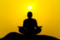 Silhouette of a beautiful Yoga man Royalty Free Stock Photo