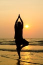 Silhouette of a beautiful Yoga man Royalty Free Stock Photo