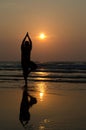 Silhouette of a beautiful Yoga man Royalty Free Stock Photo