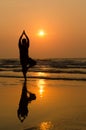 Silhouette of a beautiful Yoga man Royalty Free Stock Photo