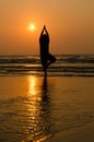 Silhouette of a beautiful Yoga man Royalty Free Stock Photo