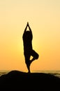 Silhouette of a beautiful Yoga man Royalty Free Stock Photo