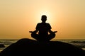 Silhouette of a beautiful Yoga man Royalty Free Stock Photo