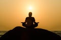 Silhouette of a beautiful Yoga man Royalty Free Stock Photo
