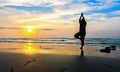 Silhouette of a beautiful Yoga man Royalty Free Stock Photo