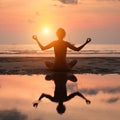 Silhouette of a beautiful yoga woman Royalty Free Stock Photo