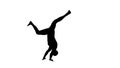 Silhouette of a beautiful young athletic man break-dancing, transparent background. 3d illustration (rendering