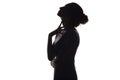 silhouette of beautifull girl, woman face profile on white isolated background, concept of beauty and fashion Royalty Free Stock Photo