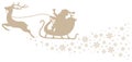 Beige Christmas Sleigh One Reindeer With Snowflakes