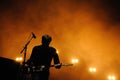 Silhouette of Ben Gibbard, vocalist and guitarist of The Postal Service band Royalty Free Stock Photo