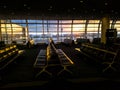 Silhouette bench in the narita airport.Interior of the airport i