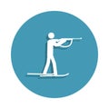 Silhouette biathlon icon in badge style. One of Winter sports collection icon can be used for UI, UX