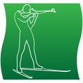 Silhouette biathlon shooter, skier aim at the target. Icon of a sports set