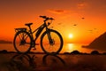 silhouette bicycle on sunset in a beautiful view Lifestyle