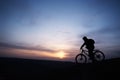 Silhouette of the bicyclis Royalty Free Stock Photo