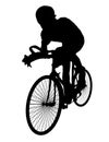 Silhouette of a bicyclist on a road bike. Royalty Free Stock Photo