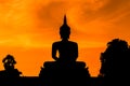 Silhouette big buddha statue sitting on sunset Royalty Free Stock Photo