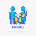 Silhouette of big family with three children Royalty Free Stock Photo