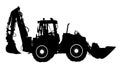 Silhouette of the big tractor. Royalty Free Stock Photo