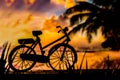 Silhouette bike on the beach