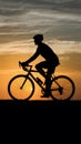 Silhouette bike on sunrise, active lifestyle concept, fitness motivation Royalty Free Stock Photo