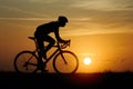 Silhouette bike on sunrise, active lifestyle concept, fitness motivation Royalty Free Stock Photo