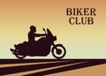 Silhouette of biker at sunset illustration