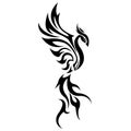 The silhouette of a bird is a Firebird, a tattoo painted black, drawn in various lines. Phoenix bird logo