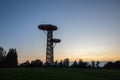 Silhouette of the bird-nest looking public watchtower