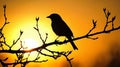 Silhouette bird sunset branch Royalty Free Stock Photo