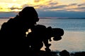 Silhouette of a birdwatcher