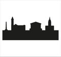 Silhouette of Birmingham city skyline in England isolated on a white background Royalty Free Stock Photo